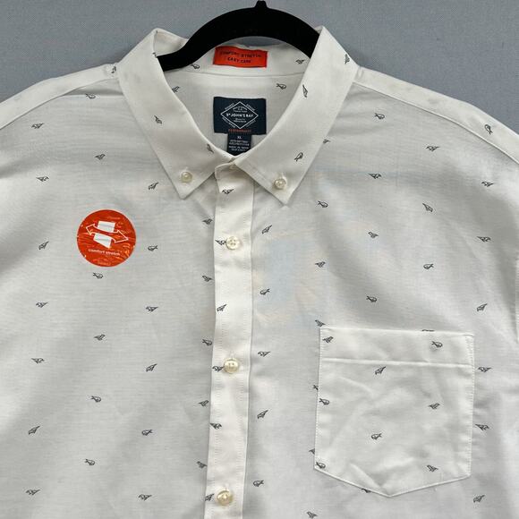 St Johns Bay Dress Shirt XL White Birds Business Career Office Button Down New - Picture 5 of 13